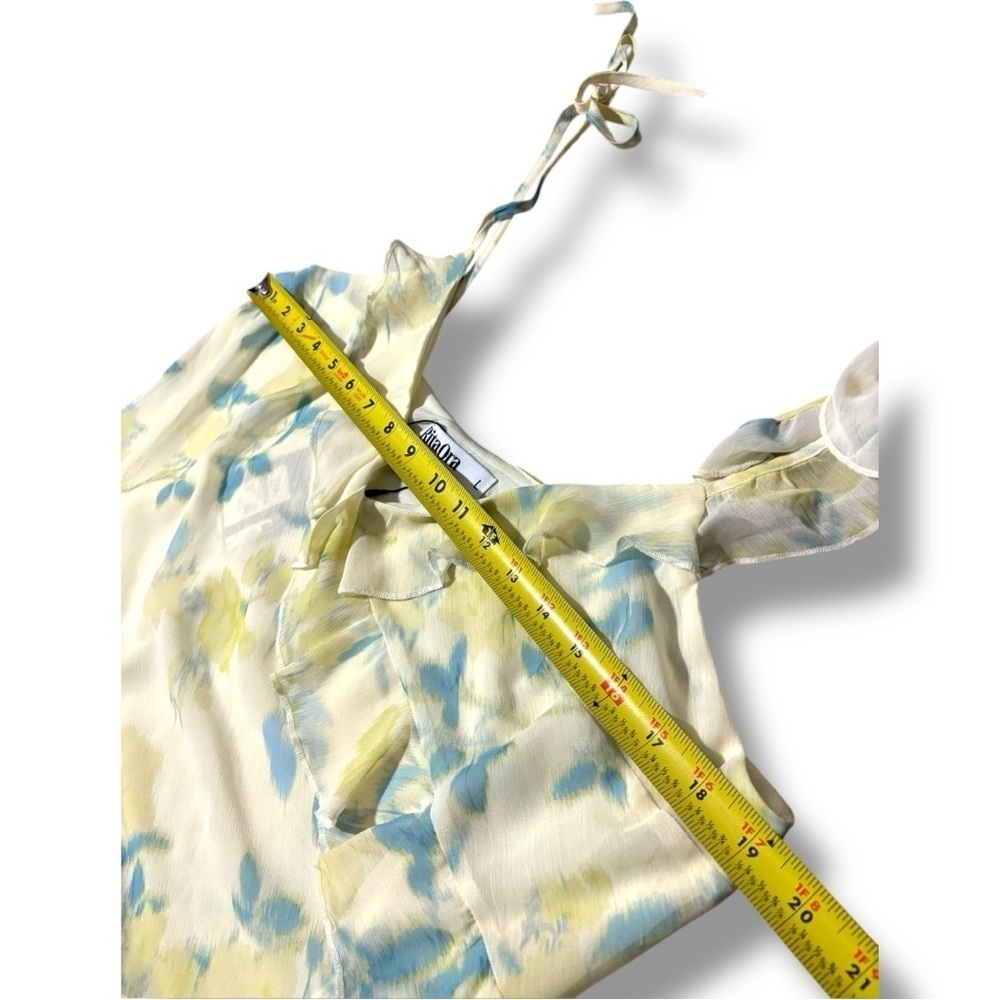 Rita Ora x Primark Flowy Asymmetrical Sheer Yellow Floral Ruffle Camisole Top - Picture 11 of 15